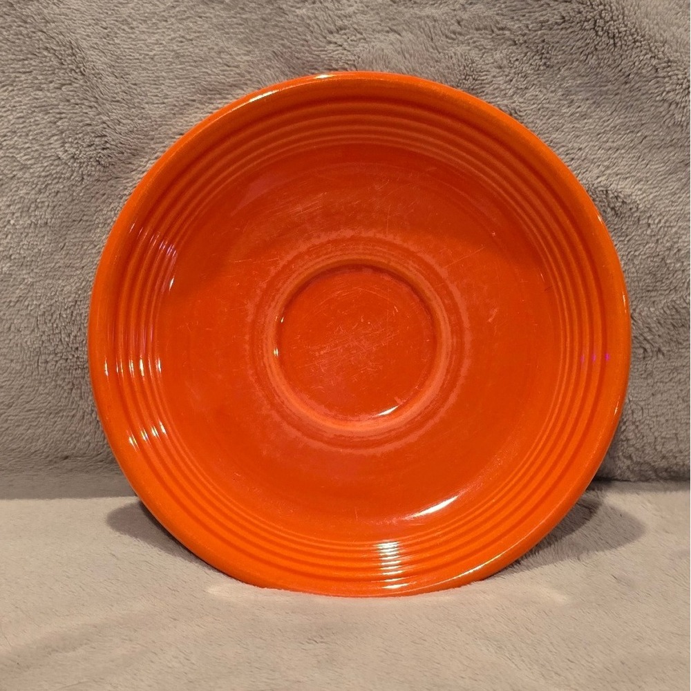 1936 Vintage Fiestaware Super Radioactive Red Orange Glaze Saucer Plate CPM 1588